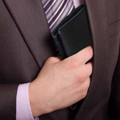 SAN THOME Genuine Leather Suit Coat Wallet With RFID Protection