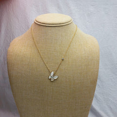 Unique Design Floral White Butterfly Gold Plated Necklace For Women
