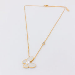 Unique Design Floral White Butterfly Gold Plated Necklace For Women