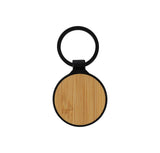 Round Bamboo and Metal Keychains
