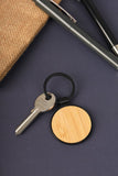 Round Bamboo and Metal Keychains