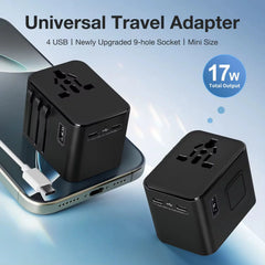Universal Travel Adaptors, 17W, 2Type C+2USB+AC Port