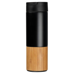 Bamboo Vacuum Insulated Stainless Steel Bottle 530ml- Black