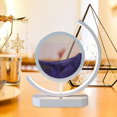3D Flowing Sand Frame Round Glass Bedroom Lamp Home Decor