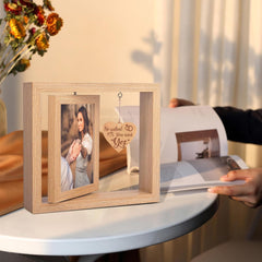 Rotating Picture Wood Double Sided Photo Frames