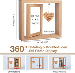 Rotating Picture Wood Double Sided Photo Frames