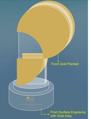 Customized Glass Awards Front and Back With Printed Golden Glass