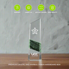 Vertical Crystal and Marble Awards in Hardboard Box