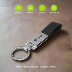 Metal Key Chains with Leather Strap