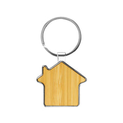 Bamboo and Metal Keychain