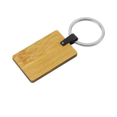 Rectangle Bamboo+Metal Keychain