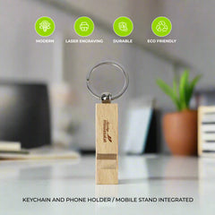 Bamboo Keychain with Mobile Stand