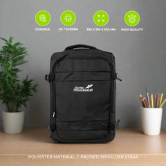 Travel Backpacks in Black Polyester Material