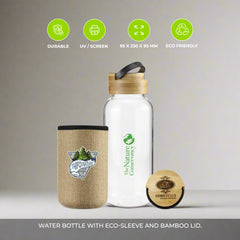 Glass Bottles with Bamboo Lid and Eco Sleeve, 1 liter