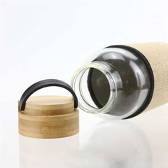 Glass Bottles with Bamboo Lid and Eco Sleeve, 1 liter