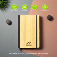 A5 size Bamboo Notebooks with Pen Loop & Page Marker