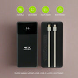 Powerbank with LED Screen 10,000 mAh and Built-in Cables