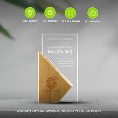 Rectangle Wooden Crystal Awards in Hardboard Box