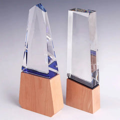 K9 3D Logo Crystal Trophy with Wood Base