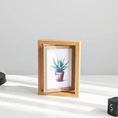 Wood Double Sided 360 Degree  Rotating Photo Frame
