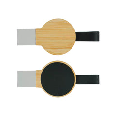 Bamboo Round LED Logo USB with Strap