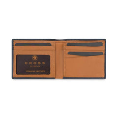 CROSS Soft Grain Leather Two-Tone 8CC Bifold Wallet - Black/Mocha