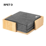 Eco- Neutral RPET Set of 6 Felt Coasters with Bamboo Stand