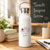 Personalized Stainless Steel Flask With Bamboo Lid