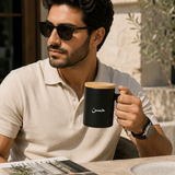 Ceramic Coffee Mugs with Bamboo Handle