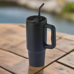 Recycled Stainless Steel Tumbler with Reusable Straw