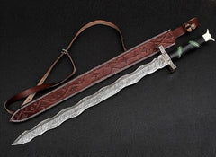 Damascus Steel Zigzag-Guard Sword