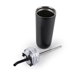 Double Wall SS Tumblers with Transparent Lid & Metal Straw