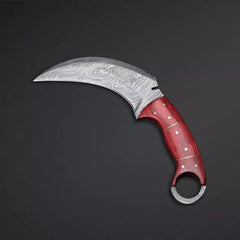 Engraved Karambit knife Handmade Damascus steel knives