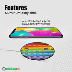 Sublimation Wireless Charger Pad – 10W Sublimation Fast Charge LED Pad Compatible with iPhone, Samsung