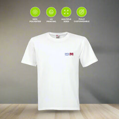 Roundneck T-Shirt - Polyester - White  (For Adults)