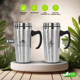 Travel Mug Stainless Steel With Handle Silver -450ml