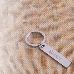 Round Rectangle Tag Pendant Key Chain Stainless Steel