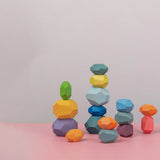 Rainbow Stack Build Wooden Stones Wooden Building Toys