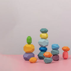 Rainbow Stack Build Wooden Stones Wooden Building Toys