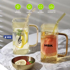 Customized Square Glass Mugs with Lids