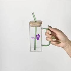 Customized Square Glass Mugs with Lids