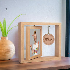 Rotating Picture Wood Double Sided Photo Frames