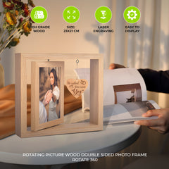 Rotating Picture Wood Double Sided Photo Frames