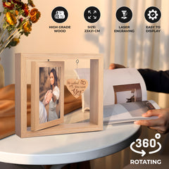 Rotating Picture Wood Double Sided Photo Frames