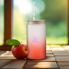 Sublimation Blanks Soda Beer Can Shaped Frosted Ombre Glass with Bamboo Lid and Glass Straw
