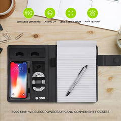 AGROS- A5 Portfolio With 4000 mAh Wireless Powerbank and Light Up Logo ITGL 904