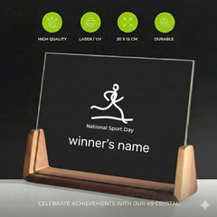 K9 Crystal  Blank Trophy Award Wooden Base