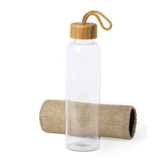 Bamboo lid Borosilicate Glass Drinking Bottle with Sleeve