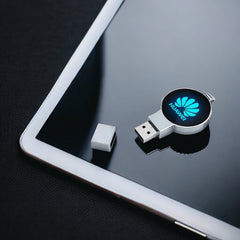 Custom Round metal LED logo light up usb flash drives