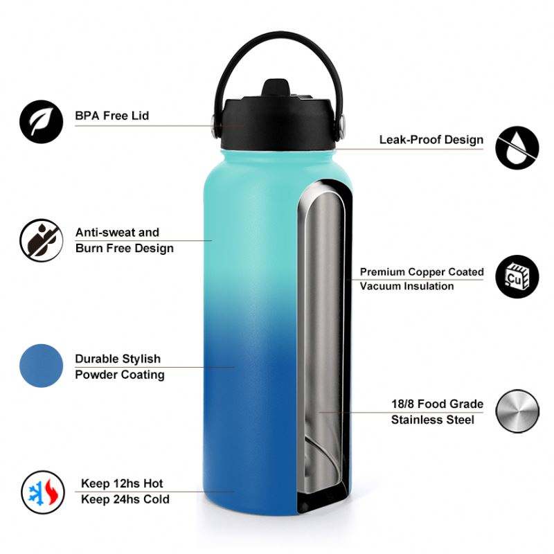 Double Wall Vacuum Insulated Wide Mouth Vacuum Flask Sports Water Bottle